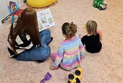 Story time in the Salt Room